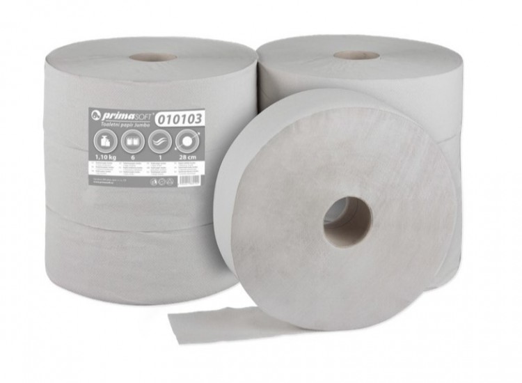 TP Jumbo 1vr. šedý 280mm - Papírová hygiena Toaletní papír do zásobníků 1 vrstvý